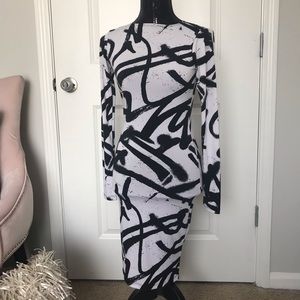 Black & White Graffiti print dress